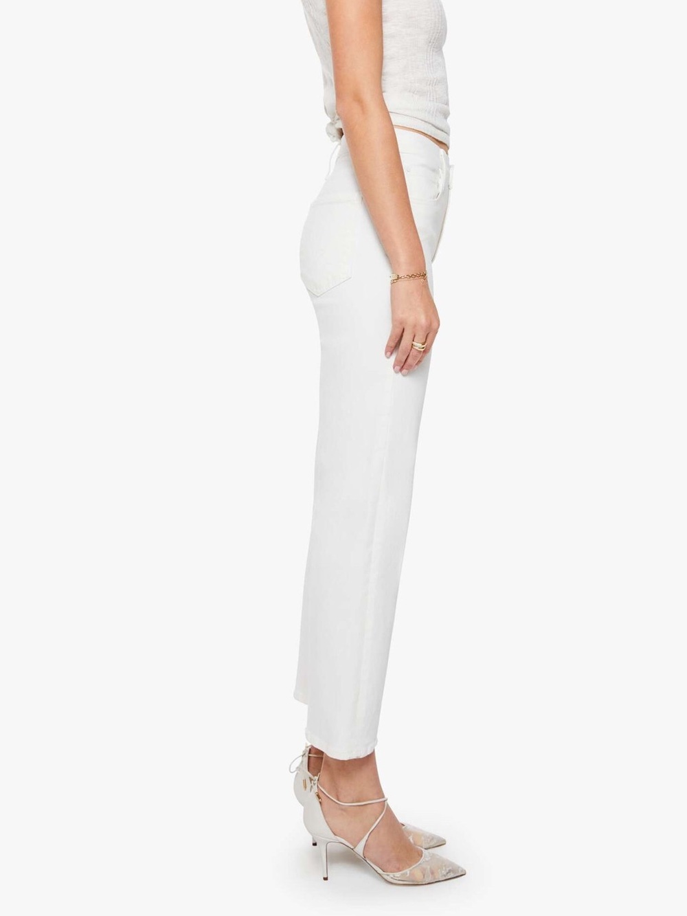 MOTHER The Rambler Zip Ankle High-rise Straight Crop Jeans White 27 - Picture 2 of 12